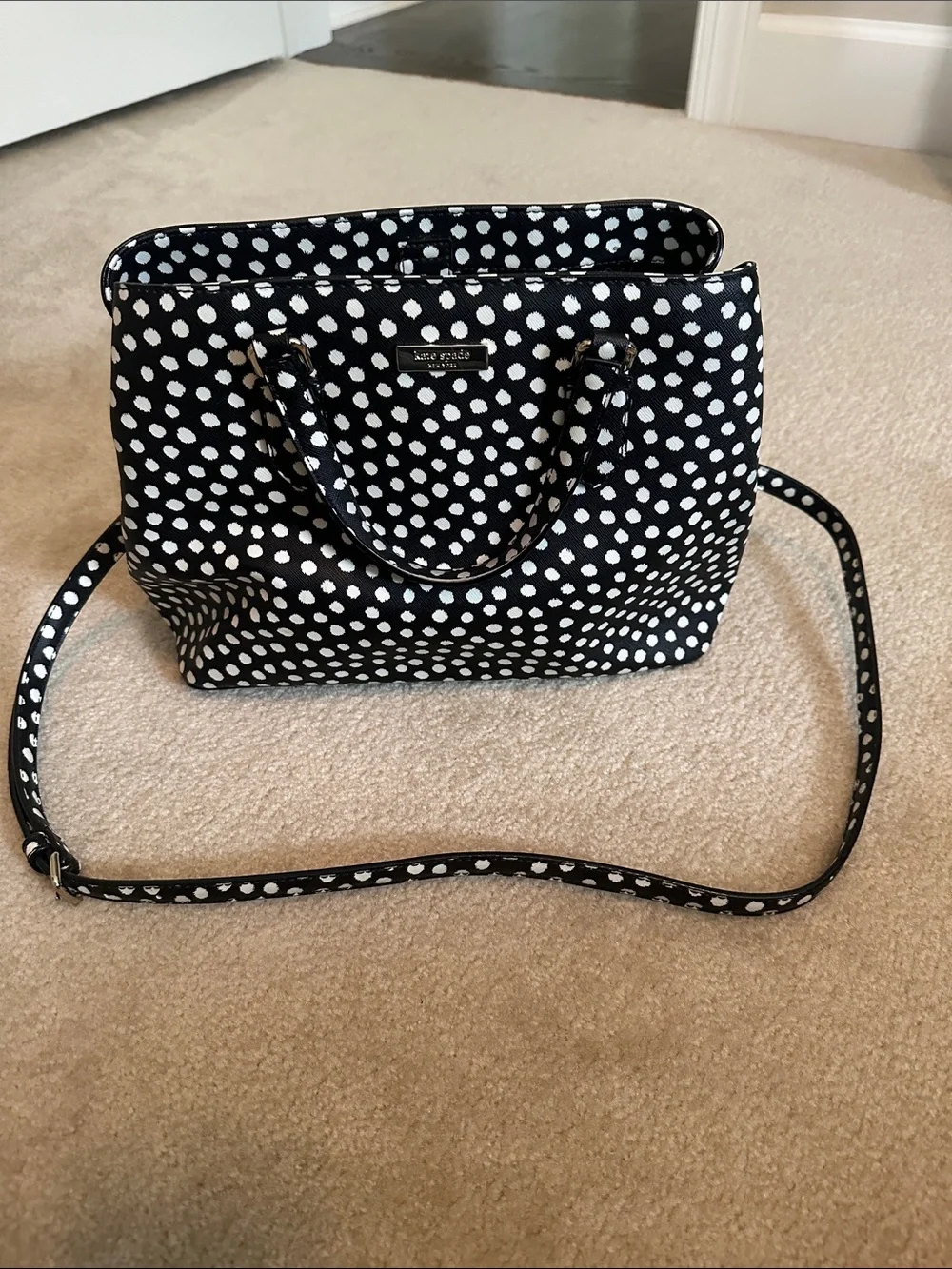 Kate Spadw Black & White Polka Dot Crossbody and Handheld Satchel